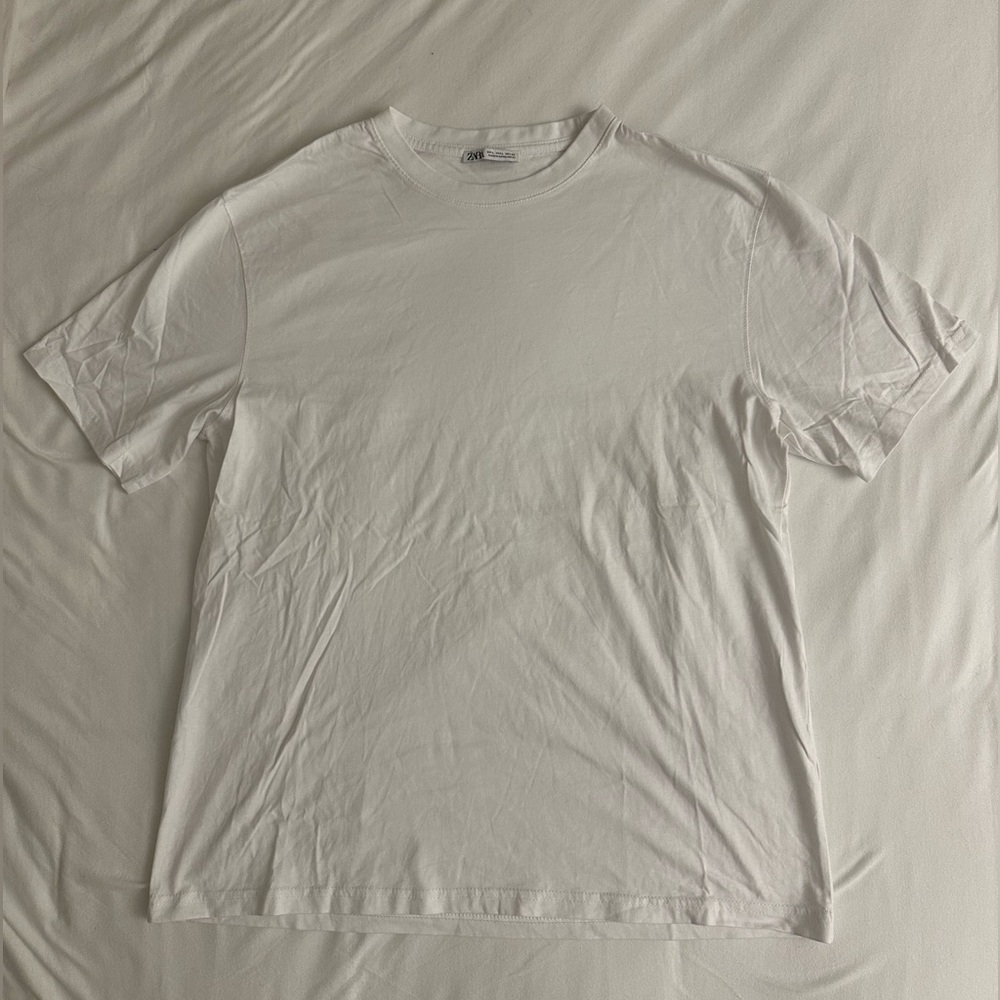 Zara White Mens T-Shirt Size Large